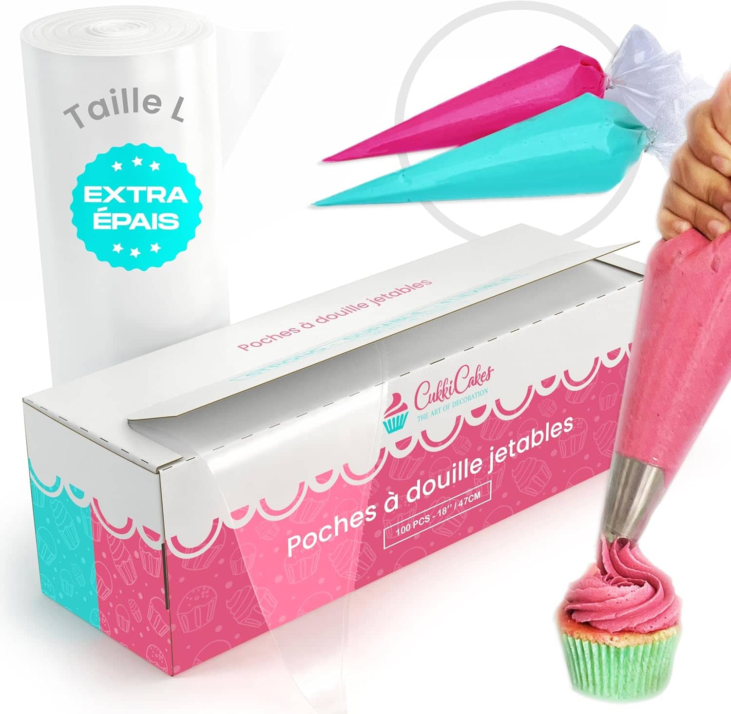 Photo du produit Poches à douilles jetables anti-déchirure CukkiCakes