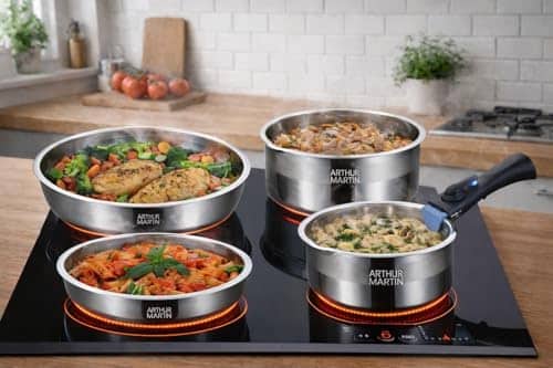 Vue detaillee 2 du produit Batterie de cuisine inox induction Arthur Martin