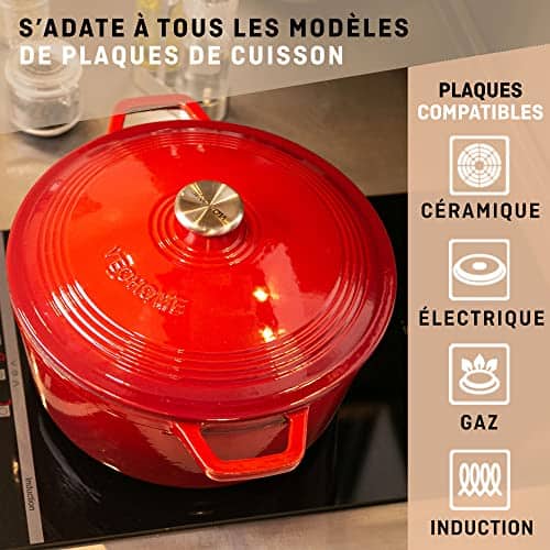 Vue detaillee 1 du produit Cocotte fonte émaillée 6L cuisson homogène VeoHome