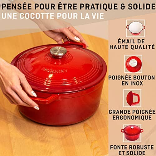 Vue detaillee 2 du produit Cocotte fonte émaillée 6L cuisson homogène VeoHome