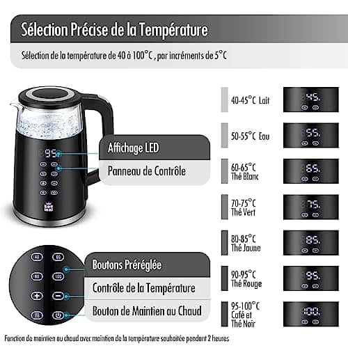 Vue detaillee 1 du produit Bouilloire électrique en verre température stable FOR ME