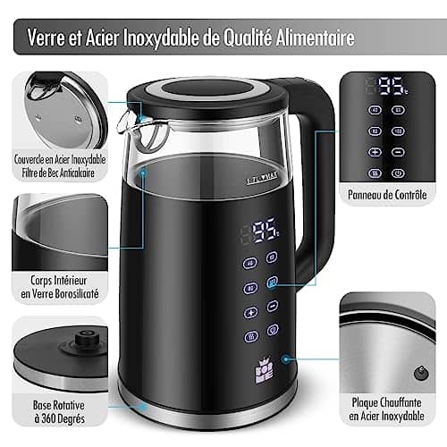 Vue detaillee 2 du produit Bouilloire électrique en verre température stable FOR ME