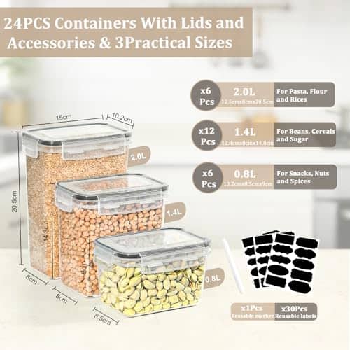 Vue detaillee 2 du produit Lot de 24 bocaux de conservation hermétiques GoMaihe