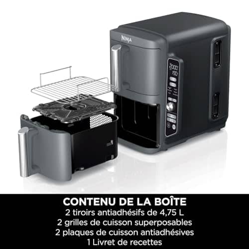Vue detaillee 1 du produit Friteuse double tiroirs gain de place XL NINJA