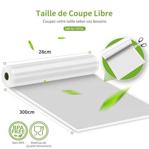 Vue detaillee 1 du produit Rouleau sous vide alimentaire 28x300 cm, Vihoom